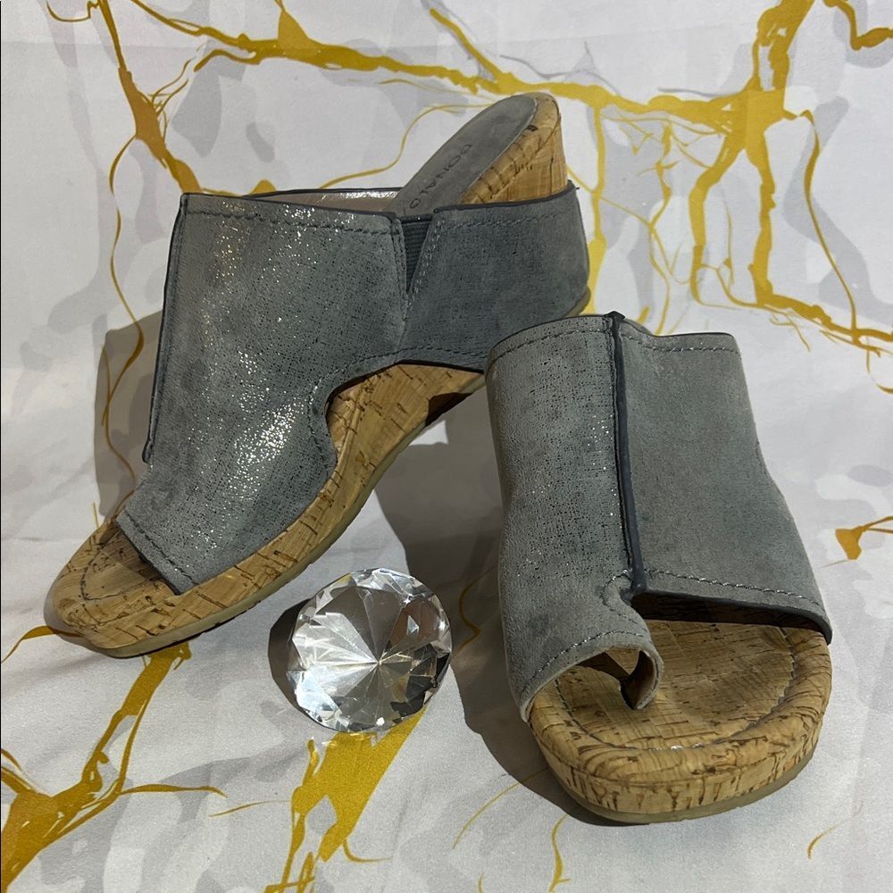* Donald J. Pliner Sparkling Gray Sparkle Wedge Mules